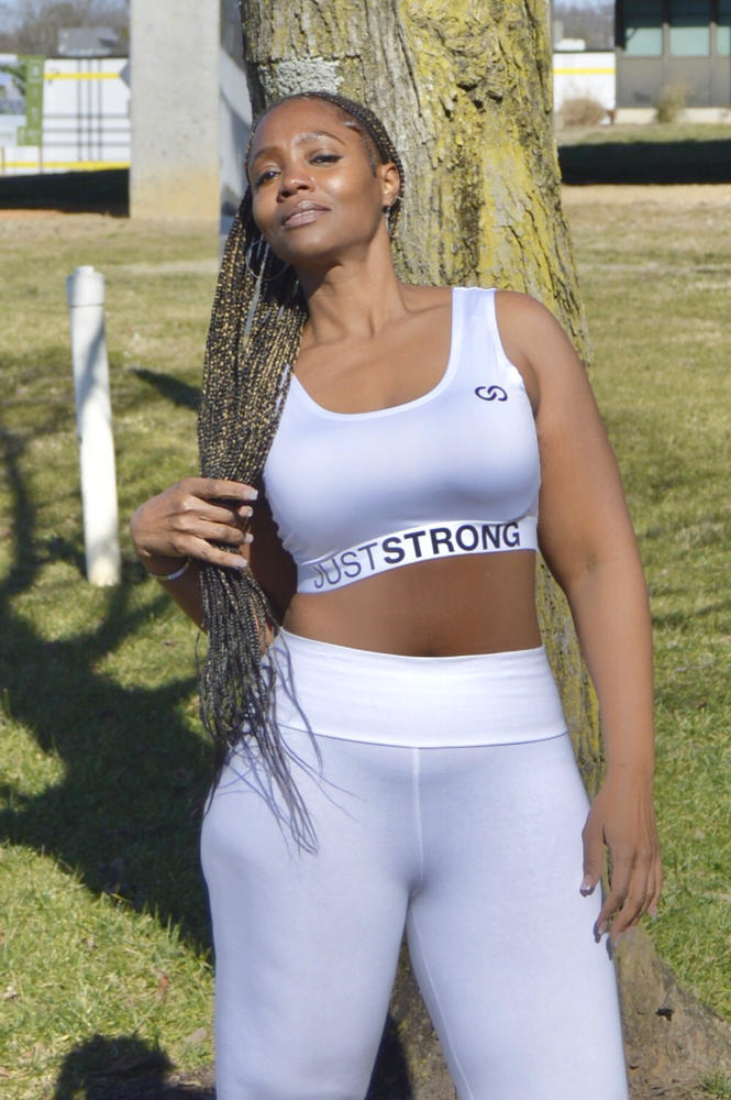 All White Just Strong Sports Bra - Customer Photo From Tameka Wilson