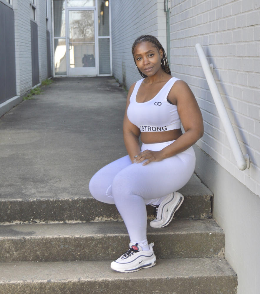 All White Just Strong Sports Bra - Customer Photo From Tameka Wilson