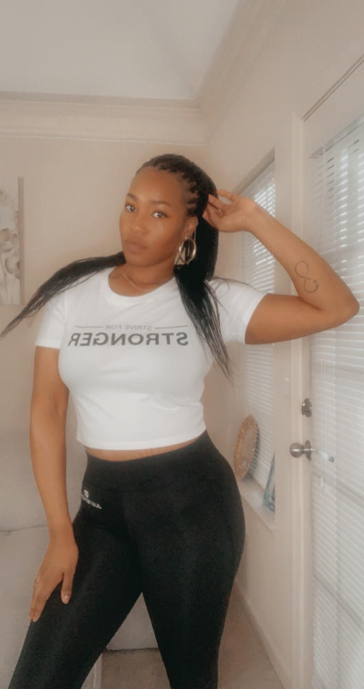 White Strive For Stronger Cropped Tee - Customer Photo From Suzanne Collins 