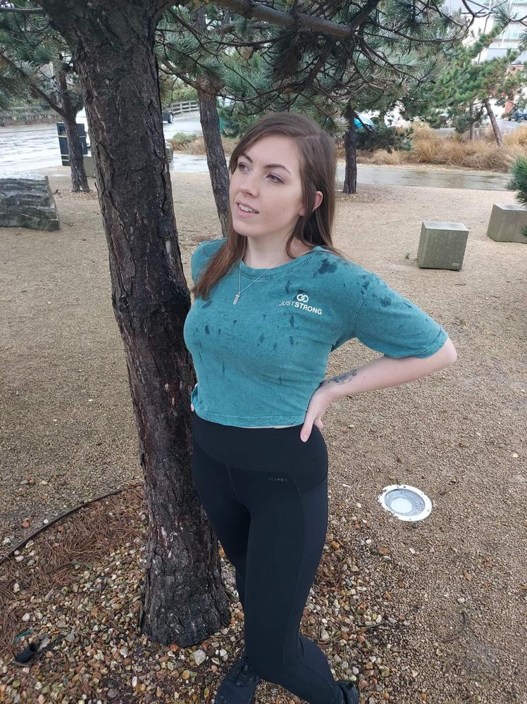 Teal Acid Washed Cropped Tee - Customer Photo From Hannah