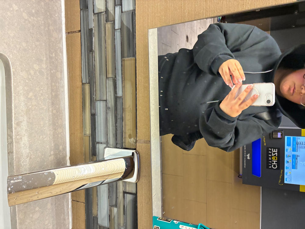 Black Embossed Luxe Minimal Hoodie - Customer Photo From Laura Garcia