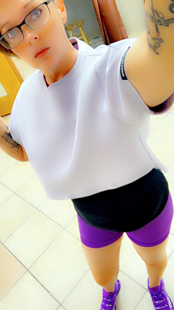 Lilac Oversized Athletic Cropped Tonal T-Shirt - Customer Photo From Mary Willams 