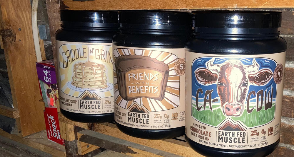 Earth Fed Muscle Friends with benefits Chocolate Peanut Butter Truly Grass Fed Whey Protein Isolate | 2lb GMO-Free, Sugar Free, Soy Free, Gluten