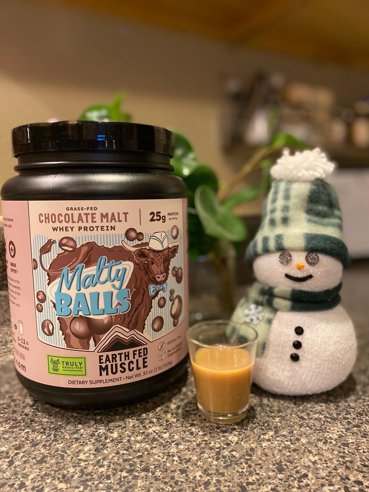 SEASONAL FLAVOR: Malty Balls Chocolate Malt Grass Fed Whey Protein - Customer Photo From Susan Brown