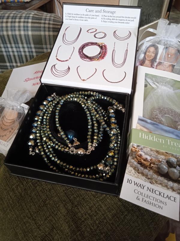 10 Way Necklace - Sea Green Crystal - Customer Photo From Beverley Daley