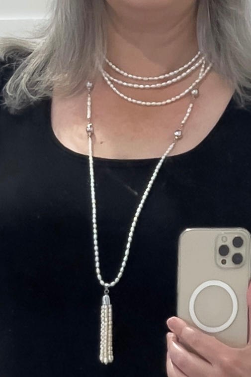 10 Way BUNDLE - Cream Pearl (Includes 10 Way Necklace, Tassel & Mini Connectors) - Customer Photo From Rosanne Casu