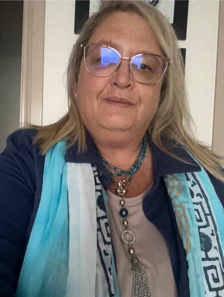 Long Strand Necklace - NEW Blue Apatite - Customer Photo From Kate Wells