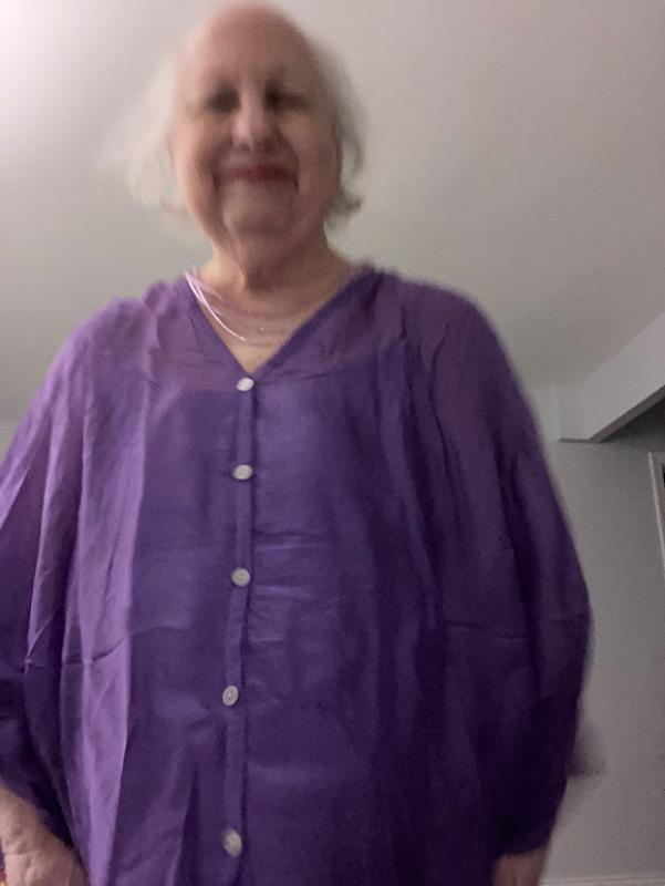 Italian Silk Top - BUTTONED - Purple - Customer Photo From Susan Straus