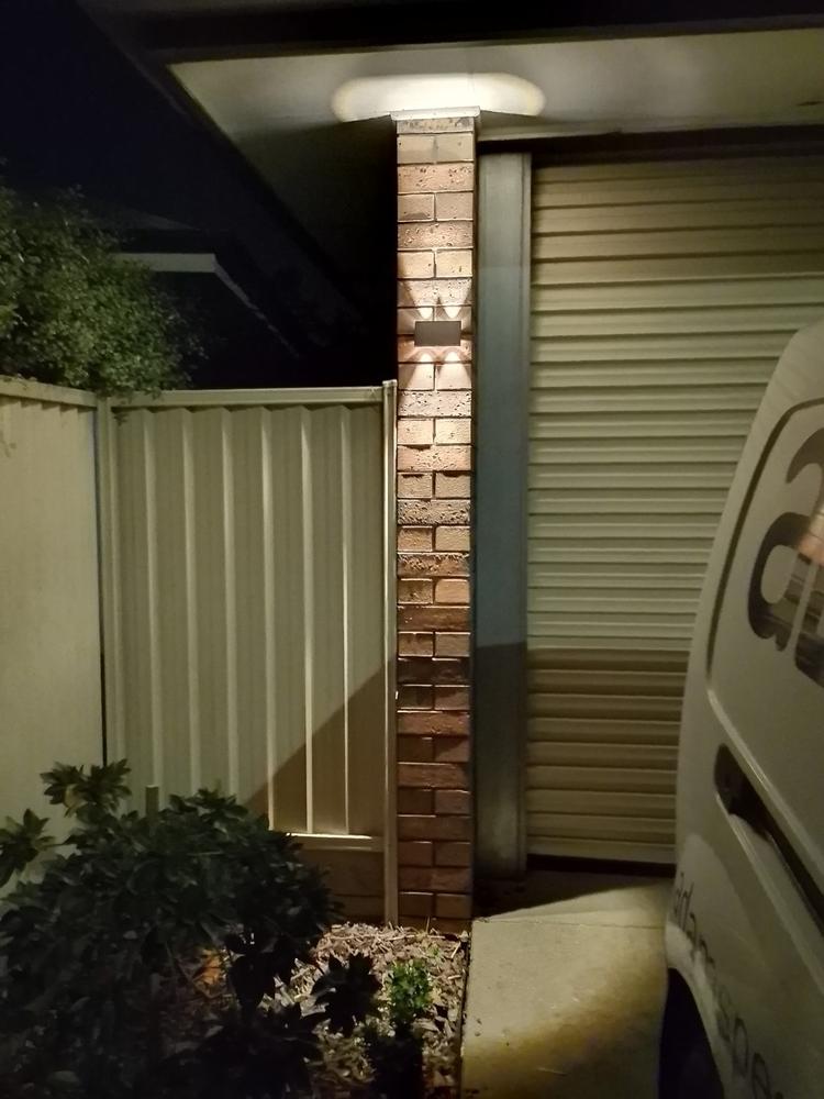 Solar Up & Down Wall Light | 4 LED | 2 Pack | Warm White | GALLERY - Customer Photo From Diane Diss
