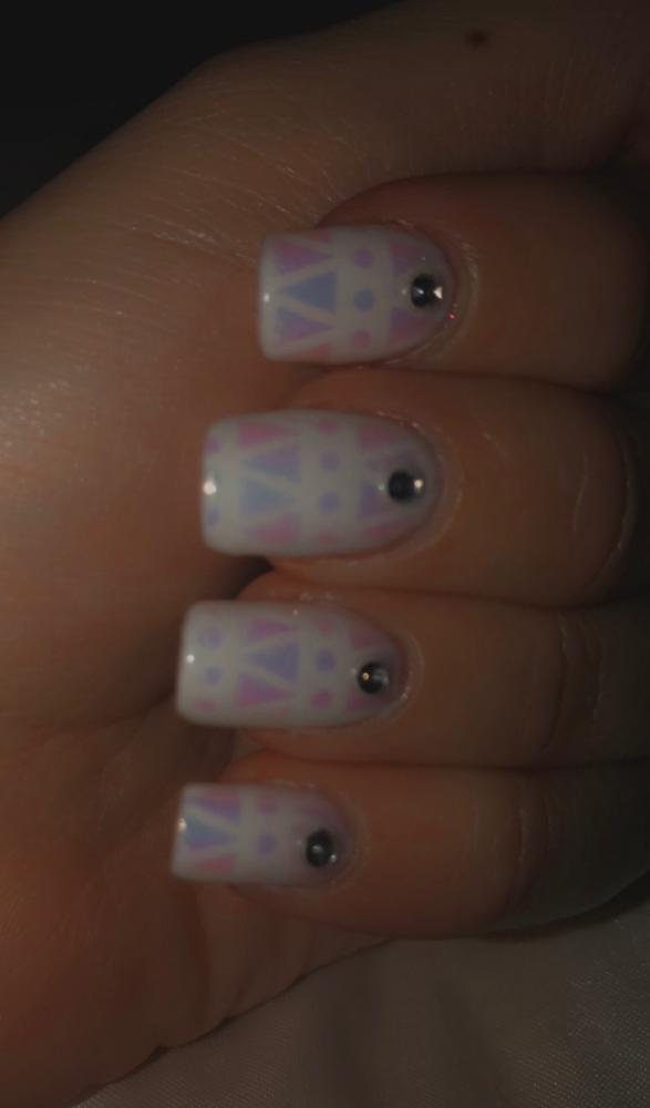 Pink Jelly Lv Press on Nails with Top Coat Transfer Foils [not