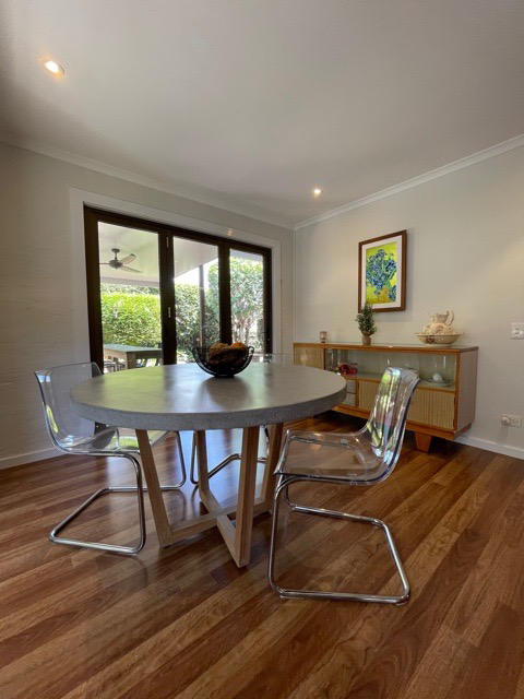 ARIA CONCRETE GRANITE TOP DINING TABLE ROUND  |  ZINC ASH  |  120cm - Customer Photo From Robyn Ryan