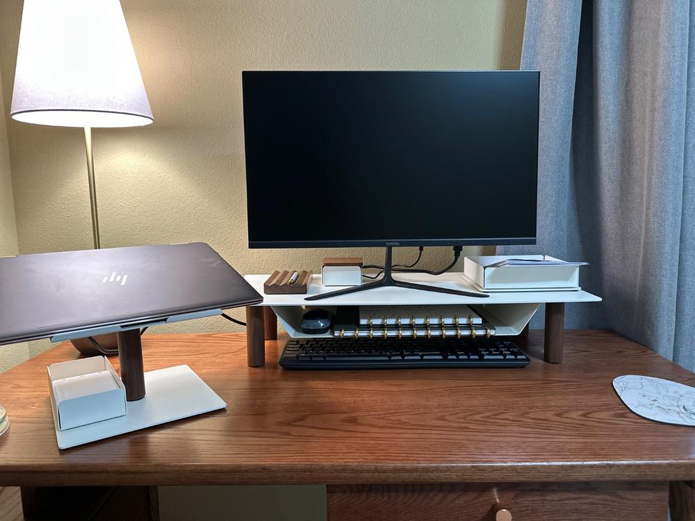 Gather Large Monitor Stand (White/Maple) – Ugmonk