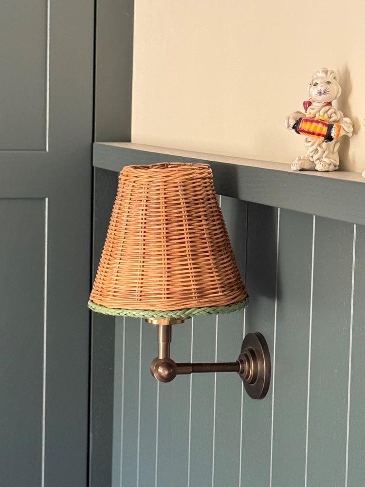 Sunbird Small Rattan Lampshade | Green Trim - Customer Photo From Sally Wolstencroft