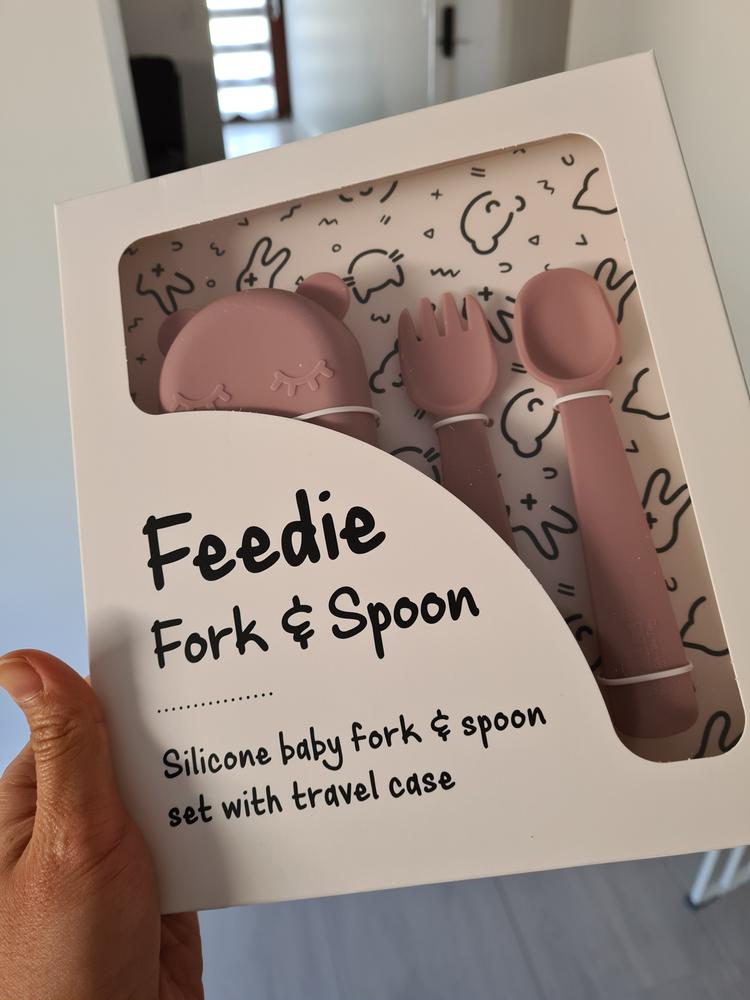 Feedie™ Fork & Spoon Set - Dusty Rose - Customer Photo From WOORI