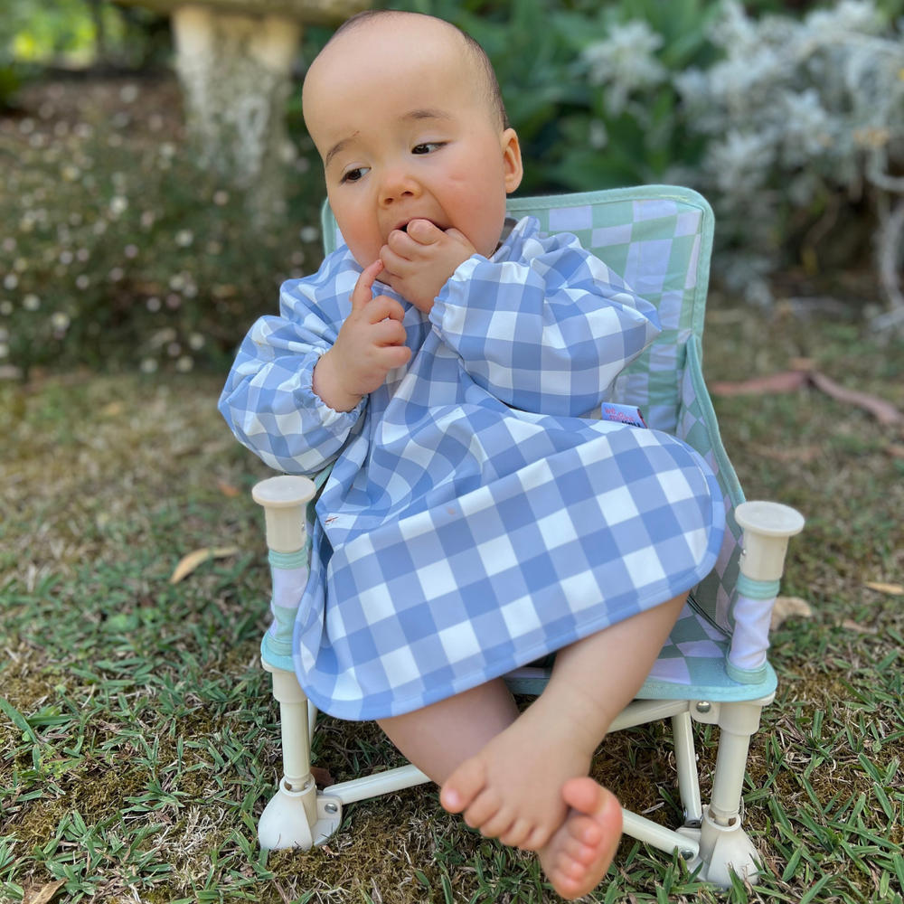 Messie Smock Bib – Blue Gingham (Baby & Toddler) - Customer Photo From Rachel