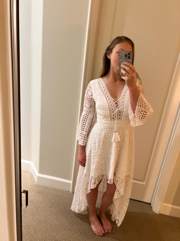 Boho High Low Dress - White - Customer Photo From Kat