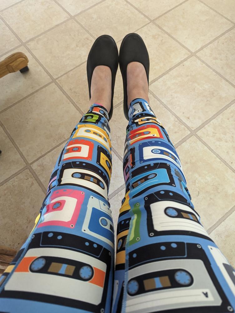 Ready Cassette Go Mix Tapes Leggings with Pockets - Adult