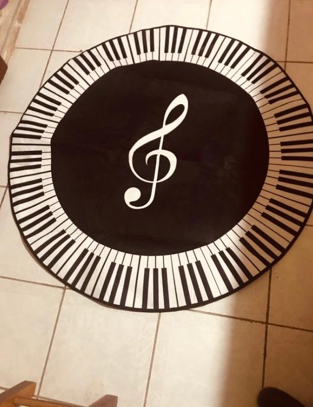 New Carpet Music Symbol Piano Keys Black White Round Carpet Anti Slip