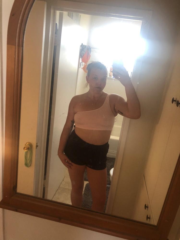 8389GD - Garment Dye One Shoulder Crop Top - Customer Photo From Flannery seager-strode