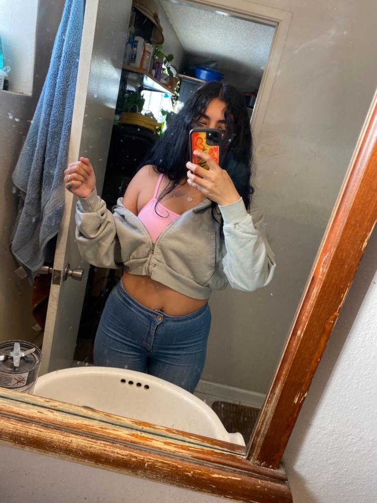 HF16GD - Garment Dye 14oz. Cropped Heavy Fleece Zip Up Hooded Sweatshirt - Customer Photo From Nikki