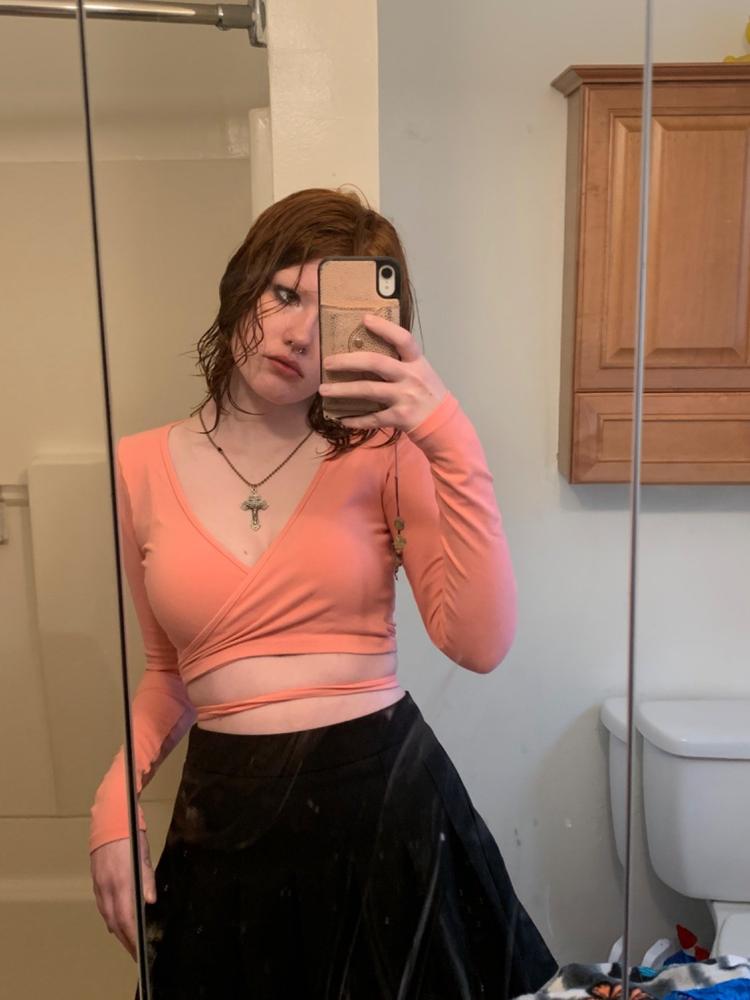 83077GD - Garment Dye Long Sleeve Wrap Top - Customer Photo From Alex Long