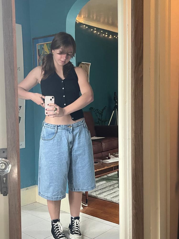 RDN465 - 10oz. Denim Baggy Long Short - Customer Photo From Katherine 