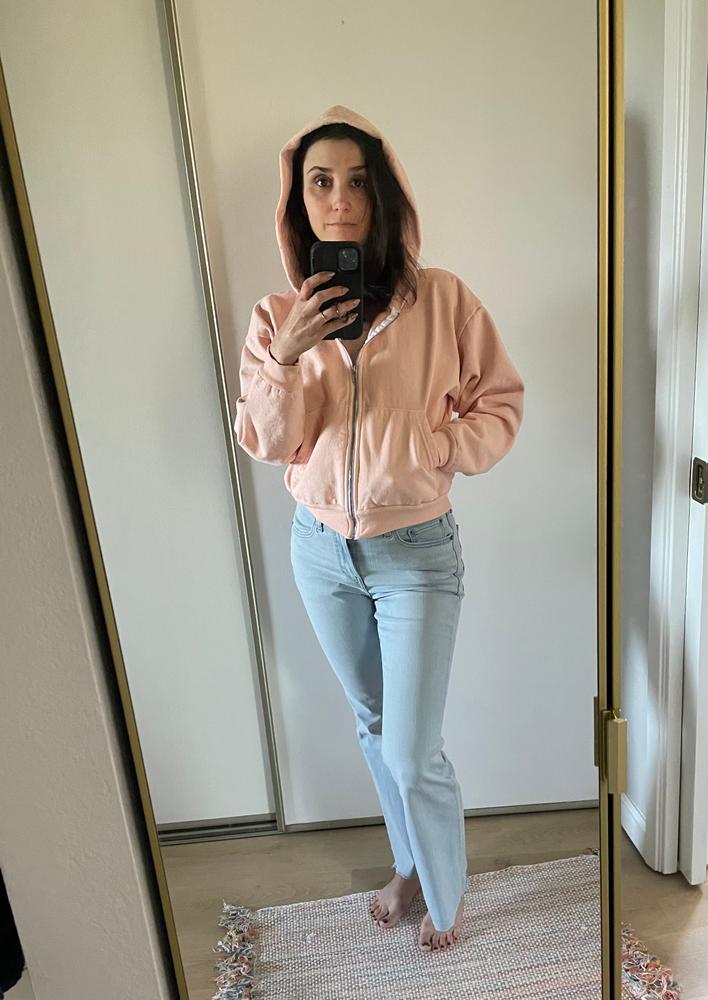 HF16 - Heavy Fleece Cropped Zip-Up Hoodie (Garment Dye) - Customer Photo From Polly