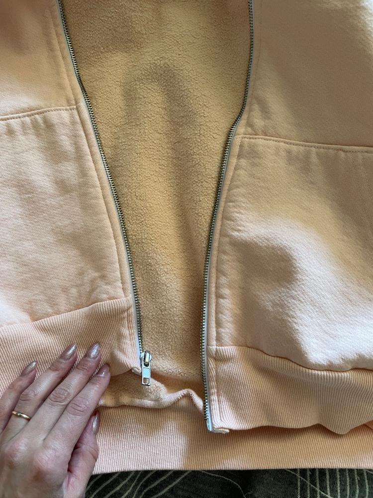 HF16 - Heavy Fleece Cropped Zip-Up Hoodie (Garment Dye) - Customer Photo From Polly