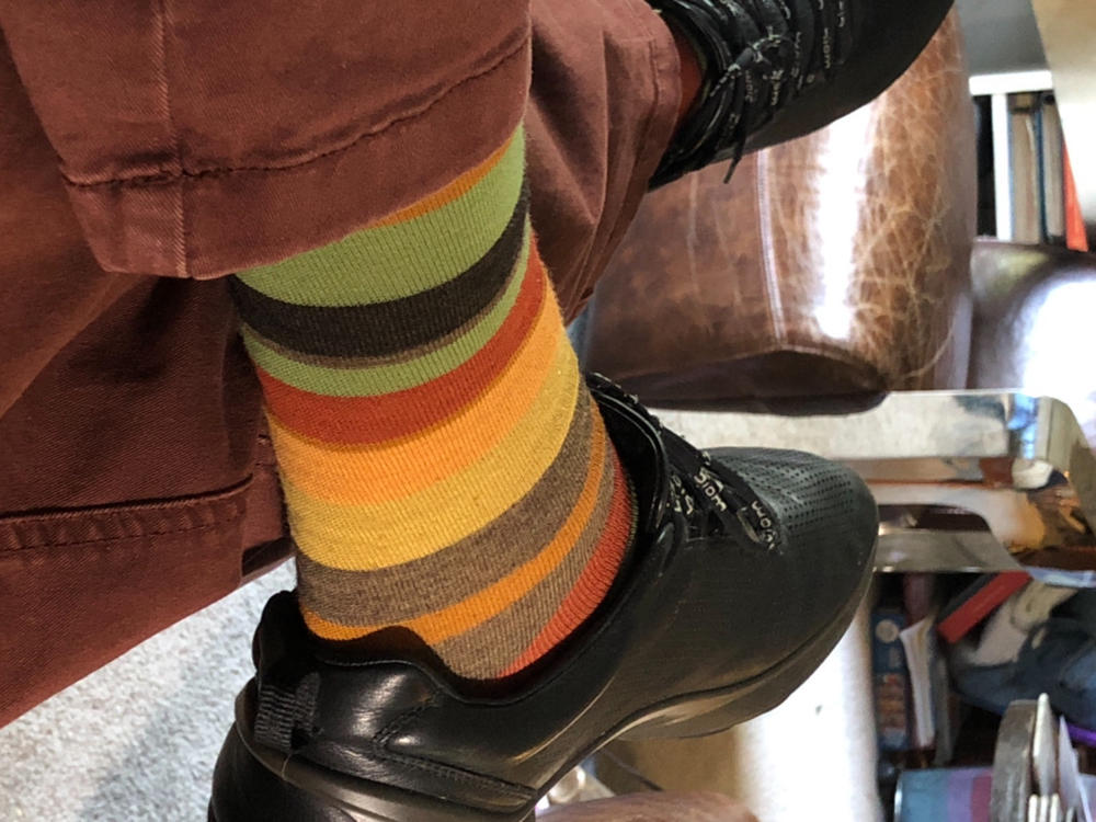 Merino Wool Multi Stripe Sock in Light Brown - Customer Photo From Anonymous