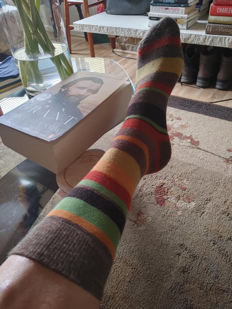 Merino Wool Multi Stripe Sock in Light Brown - Customer Photo From Anonymous