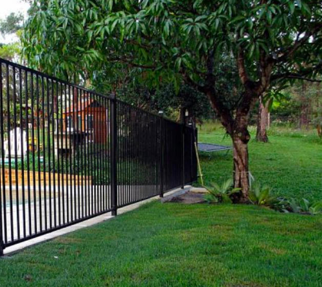 Black Pool Fence Panel - Flat Top Aluminium.  2.4m (or 2.45m) x 1.2m high - Customer Photo From Sam M.