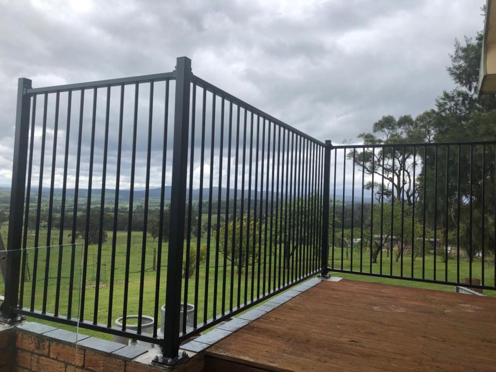 Black Pool Fence Panel - Flat Top Aluminium.  2.4m (or 2.45m) x 1.2m high - Customer Photo From Roger &.
