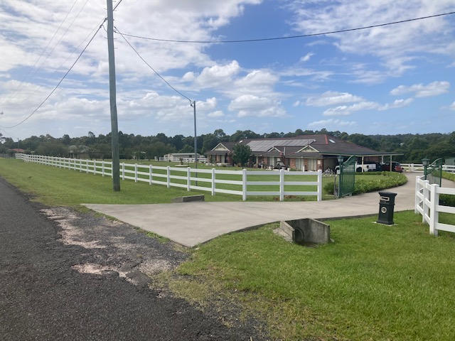 PVC 3 RAIL FENCING 2 Way Post (Inline Post) - 2050mm long 127 x 127mm square. With Slimline Post Cap - Customer Photo From Chris Bouziannis