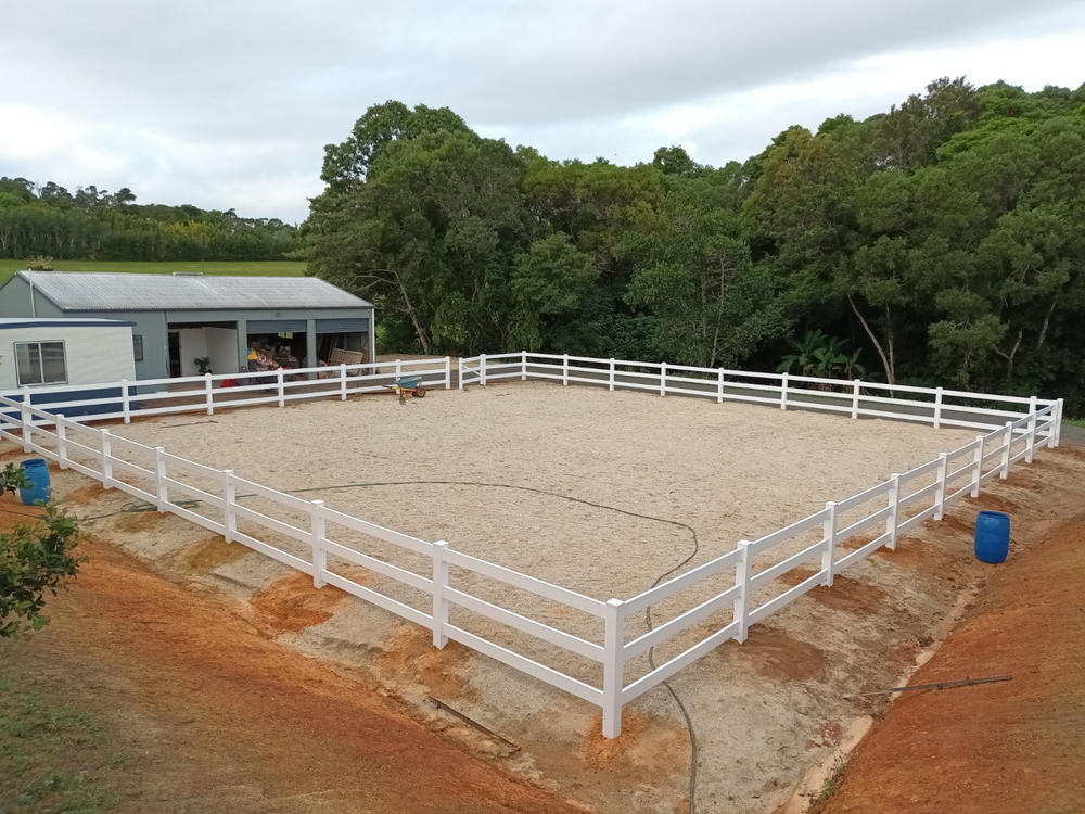 PVC Post And Rail Fencing 2388mm wide x 1400mm high - Fencing Rails Pack - 3x Rails In A Pack - Posts Purchased Separately - Customer Photo From Anneke B.