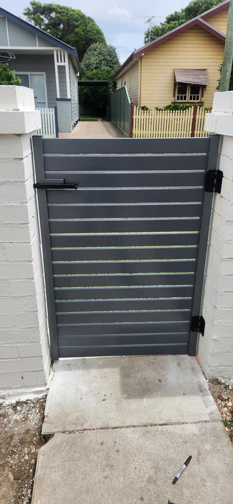 Aluminium Slat Gate - Choose Width, Height, Gaps and Colour - Assembly Still Required - Customer Photo From Zac