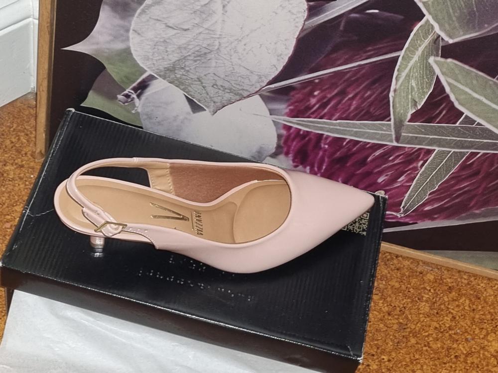 Vizzano 1122-806 Kitten Heel Slingback in Pastel Pink Patent - Customer Photo From leona tapara