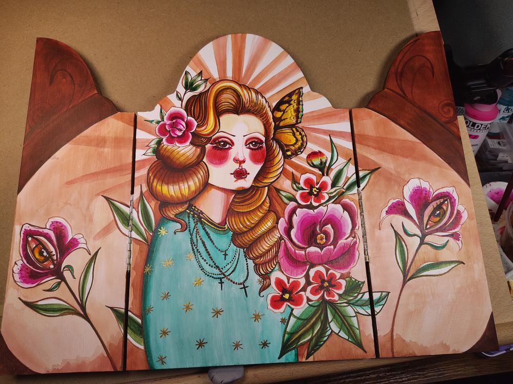 Trekell Gothic Cemetery Gate Altar Panel - Wooden Painting Canvas - Customer Photo From Samantha Chavez