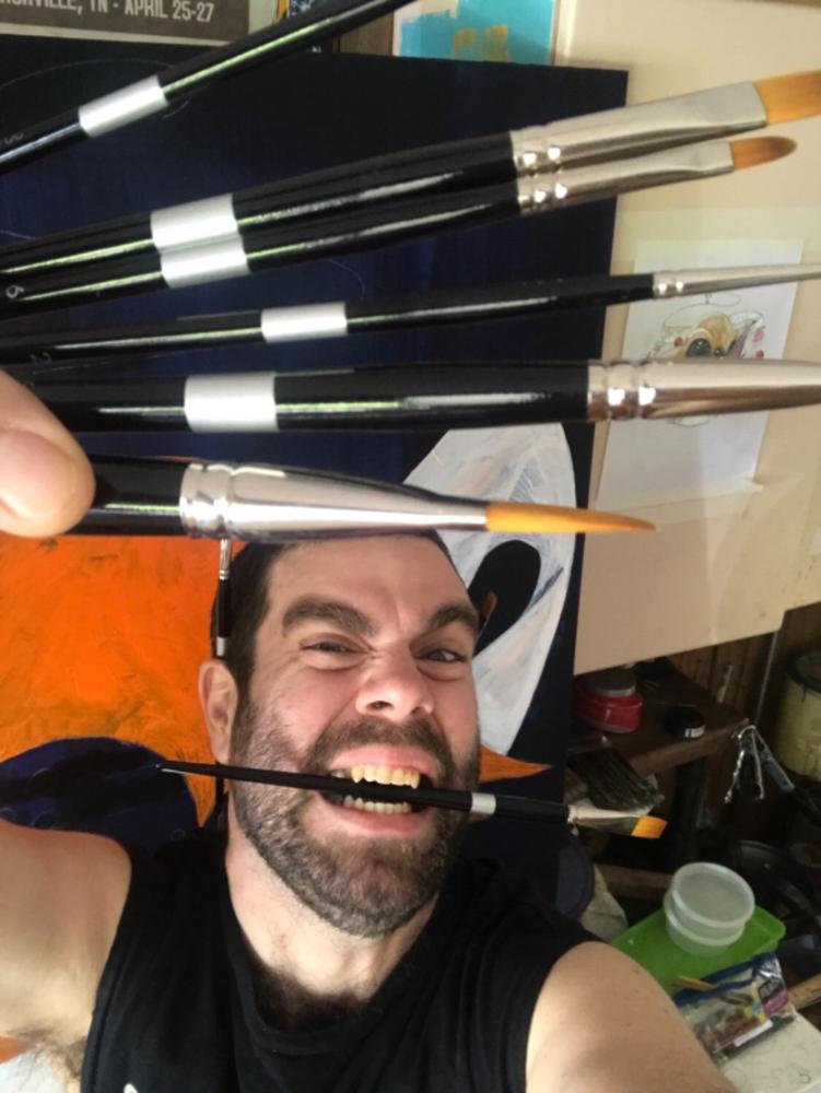 Trekell Golden Taklon Long Handle Artist Brushes - Synthetic Bristles for Acrylic and Oil Painting - Customer Photo From Marlon Hornsby
