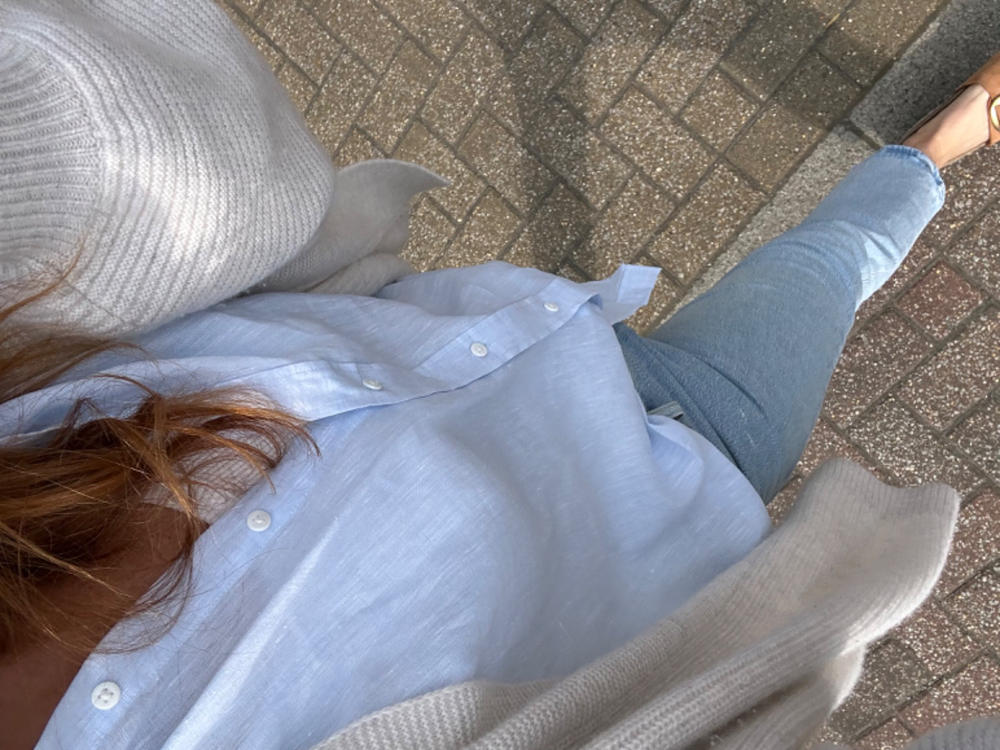 The Boyfriend: Linen, Periwinkle Blue - Customer Photo From Sarah Baker