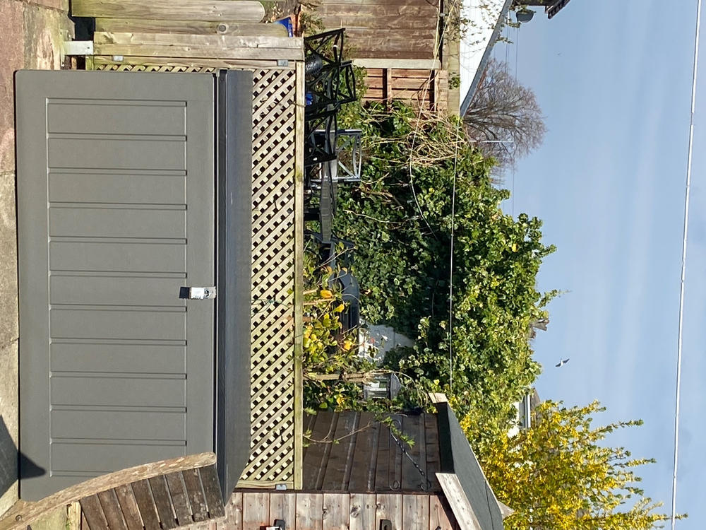 Olsen & Smith 830L MASSIVE Capacity Outdoor Garden Storage Box Plastic Shed - Weatherproof & Sit On with Wood Effect Chest - Customer Photo From Angela Davis