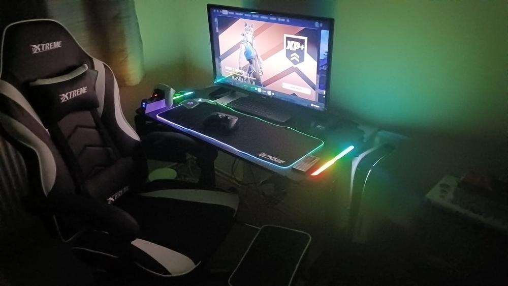 XTREME Gaming Desk and Gaming Chair Bundle, 43" Premium Carbon Fibre Effect Gaming Desk + Ergonomic Gaming Desk Chair - Customer Photo From Nisha Jhurry