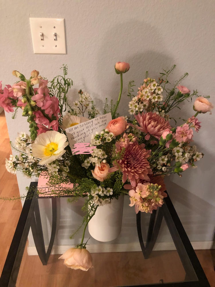 Tall Sympathy Arrangement - Customer Photo From shannon mills