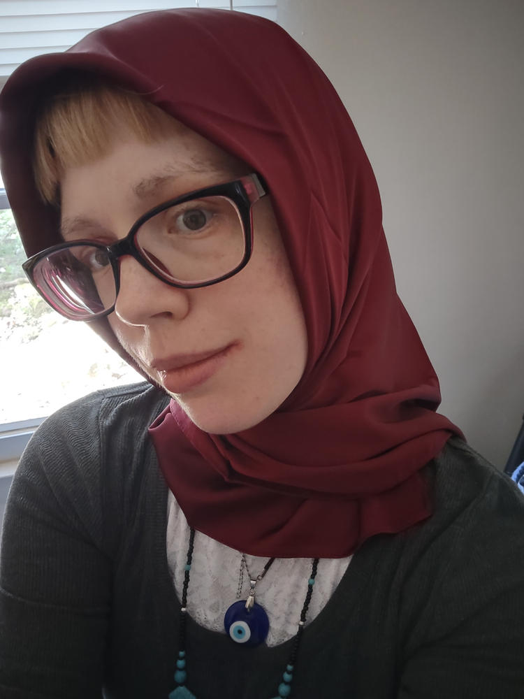 Perfect Satin Hijab - Bordeaux - Customer Photo From Erica D.