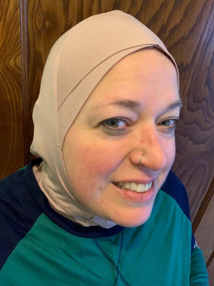 Criss–Cross Sport Hijab - Rose - Customer Photo From Deb Baker