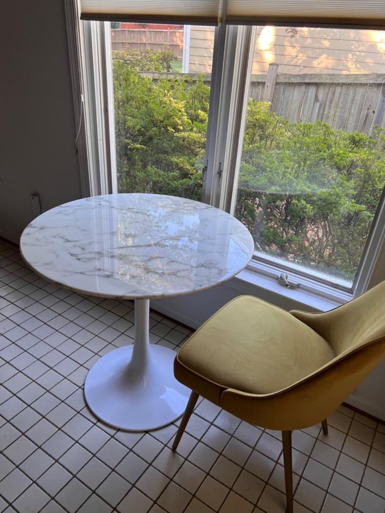 Tulip 32" Marble Dining Table & Chairs Set - Customer Photo From Michael Bolden