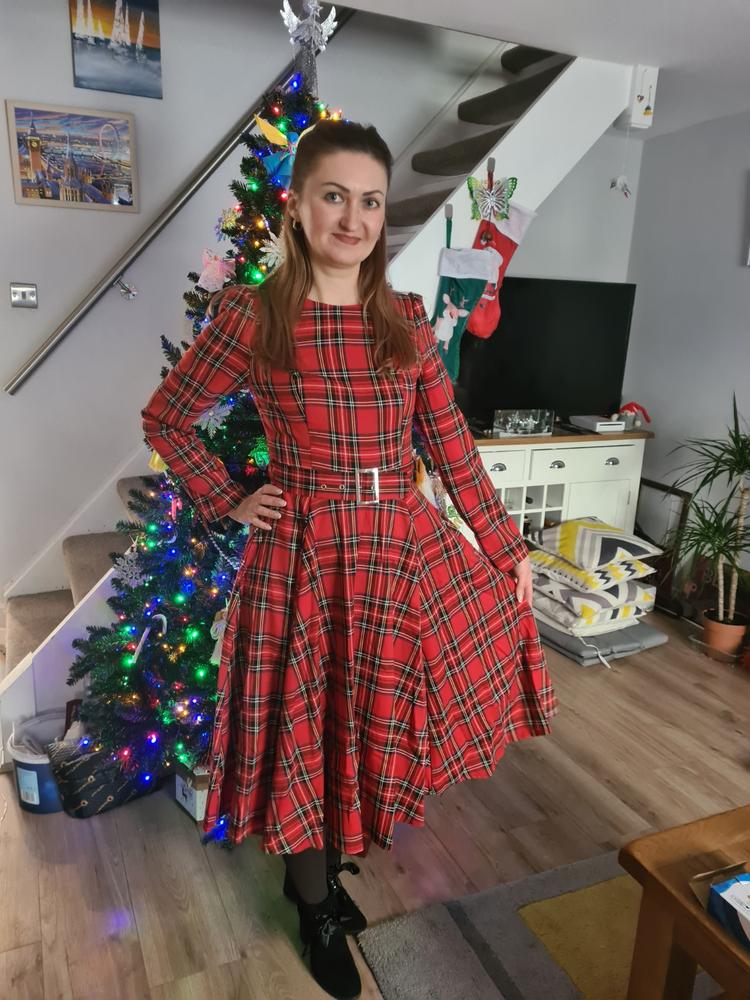 Long sleeve tartan dress best sale