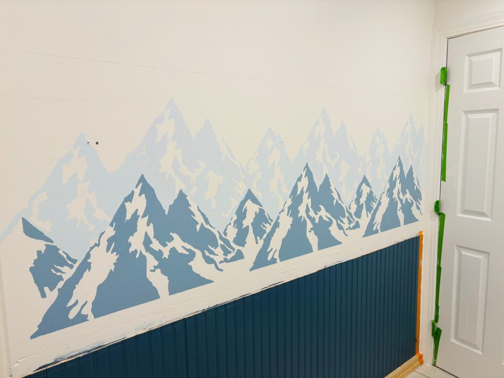 Mountain Range Mural Stencil - Customer Photo From Julie Oliner
