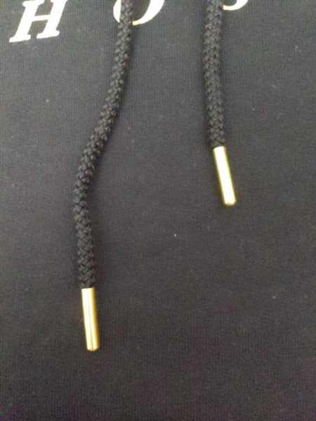 black shoe laces with gold aglets