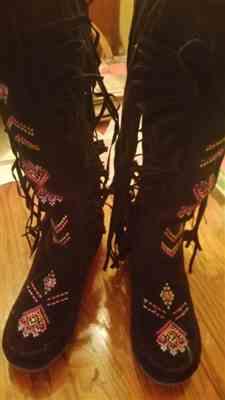native american knee high moccasins