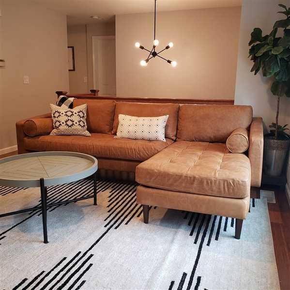 Napa Left Sectional Sofa Distressed Leather Corner Couch Poly And